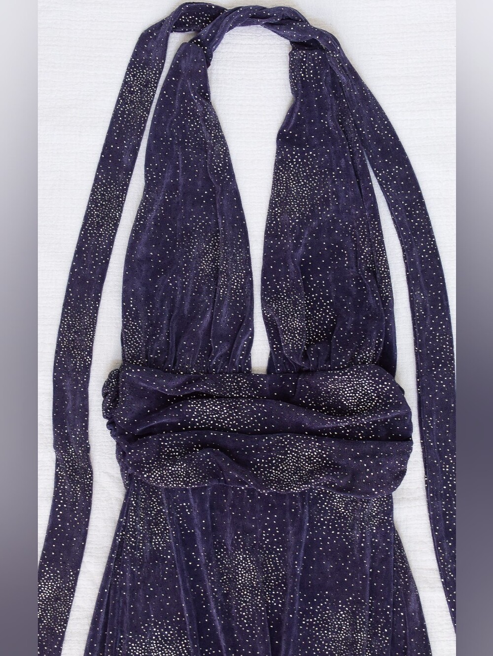 Lucy in the Sky Petra Celestial Glitter Halter Dress Plunging Neck Size S Prom - Picture 4 of 13